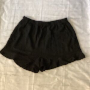 Black Ruffle Hem Shorts